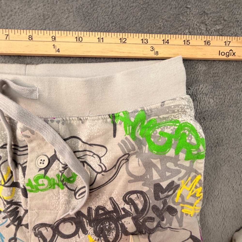 Disney Donald Duck Graffiti Joggers Grey Neon Graphic Sweatpants Womens Small - Picture 8 of 9